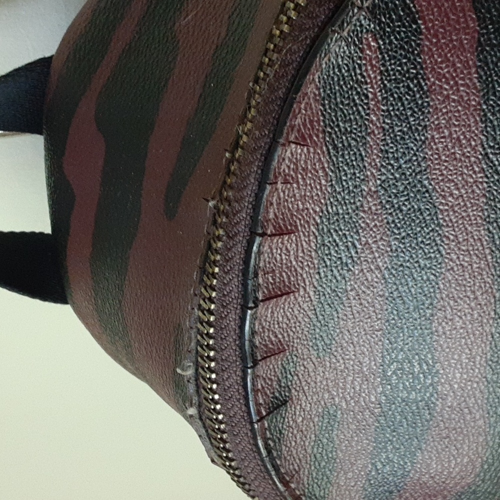 Coach Charlie Mini Tiger Striped Backpack Maroon And Black F37880 - Picture 6 of 12